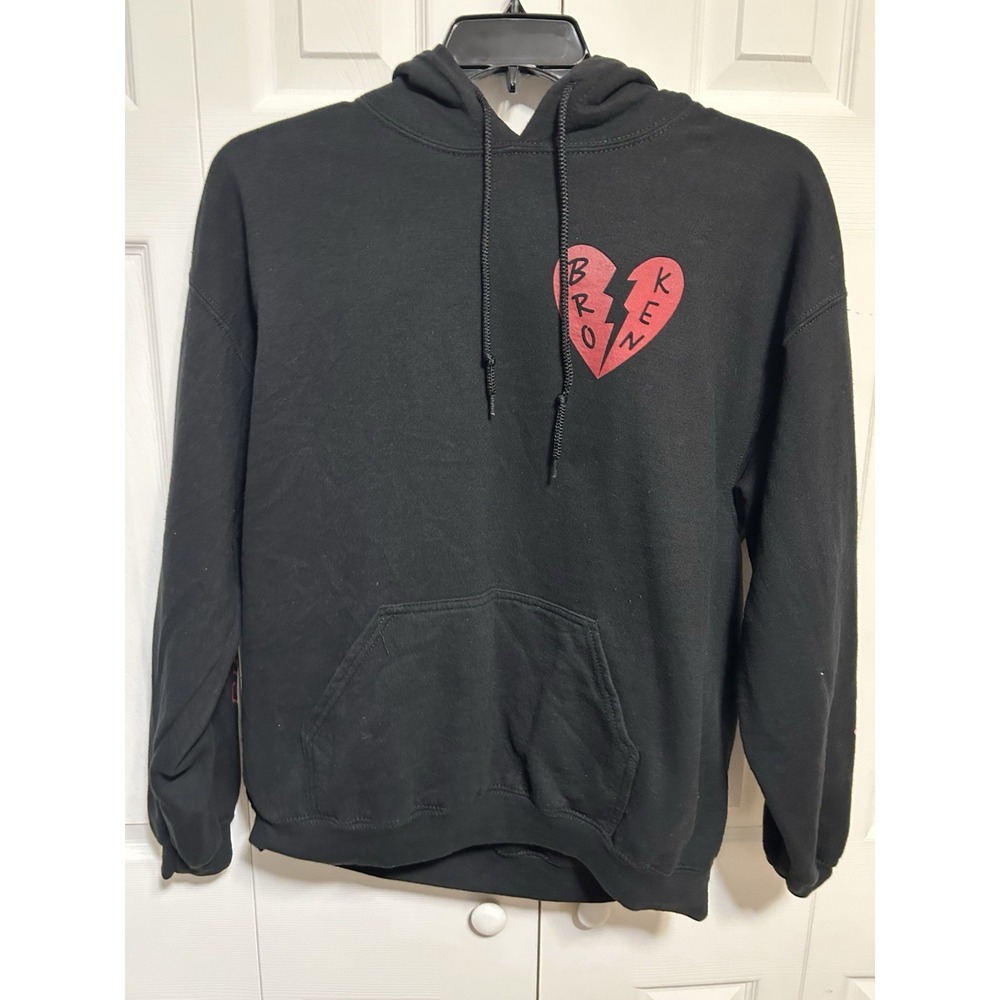 Riot Society Hoodie, Broken Heart Graphic Black Skater Grunge Men's Sz Large
